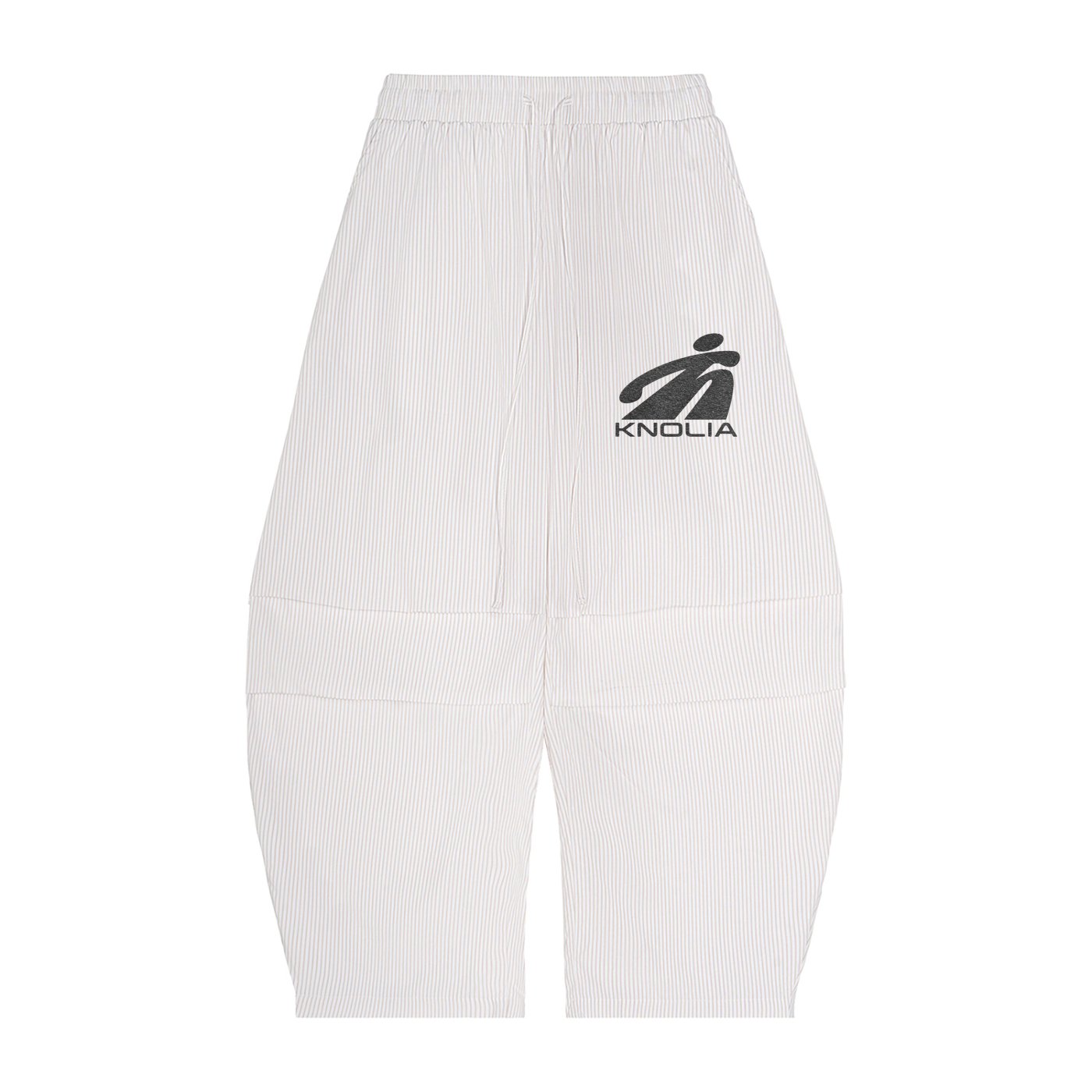 Vertical Stripe Drawstring Barrel Pants