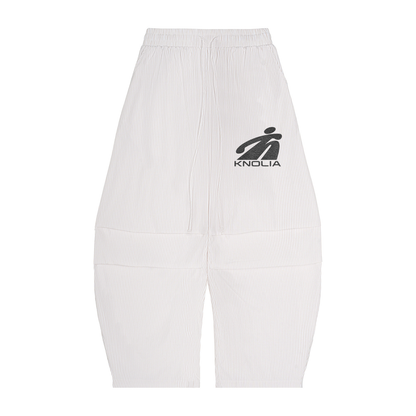 Vertical Stripe Drawstring Barrel Pants